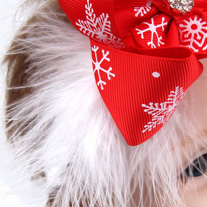 Children's Christmas Hair Bow Feather Baby Headband