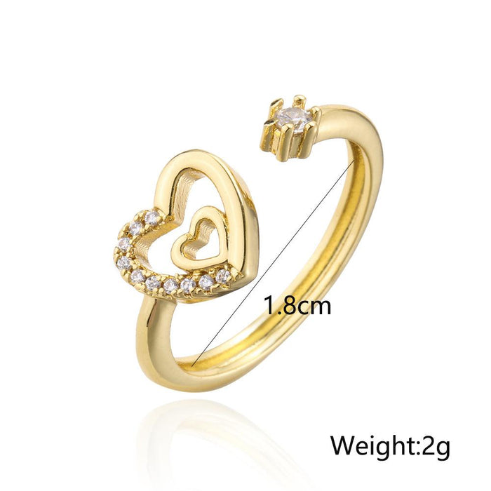 Small Fresh Style Simple Design Ring Zircon Open Ring