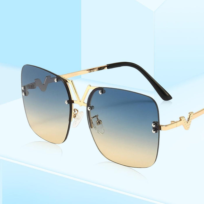 Metal square colour large frame sunglasses