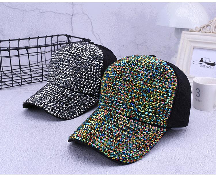 Summer Fashion Colorful Rhinestone Sunshade Mesh Cap Baseball Cap