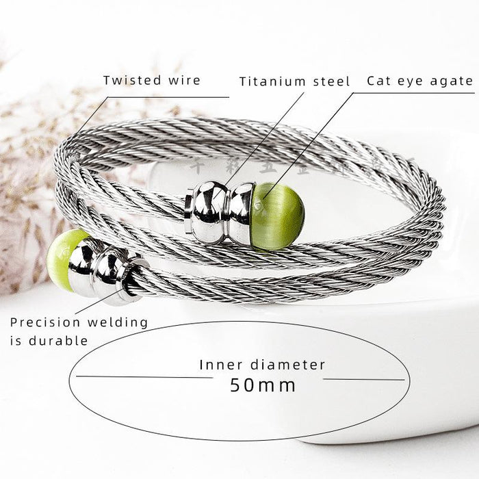 New Fashion Simple Stainless Steel Elastic Twisted Bracelet Bangle