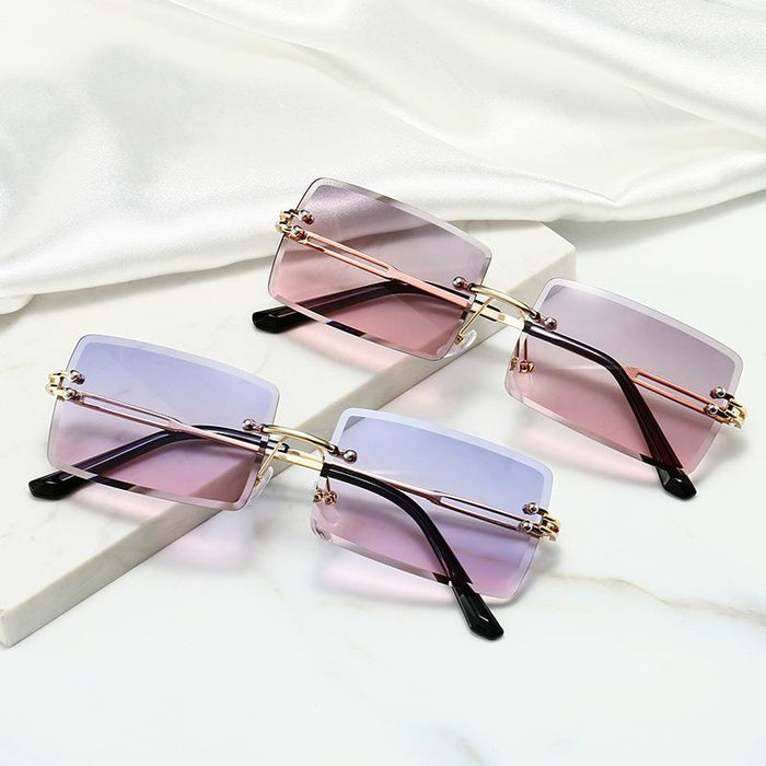 Frameless trimming Sunglasses square Sunglasses