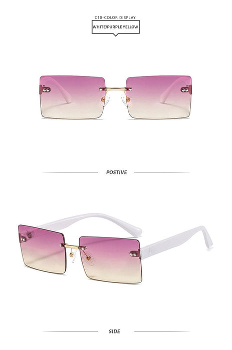 Square frameless color candy Sunglasses