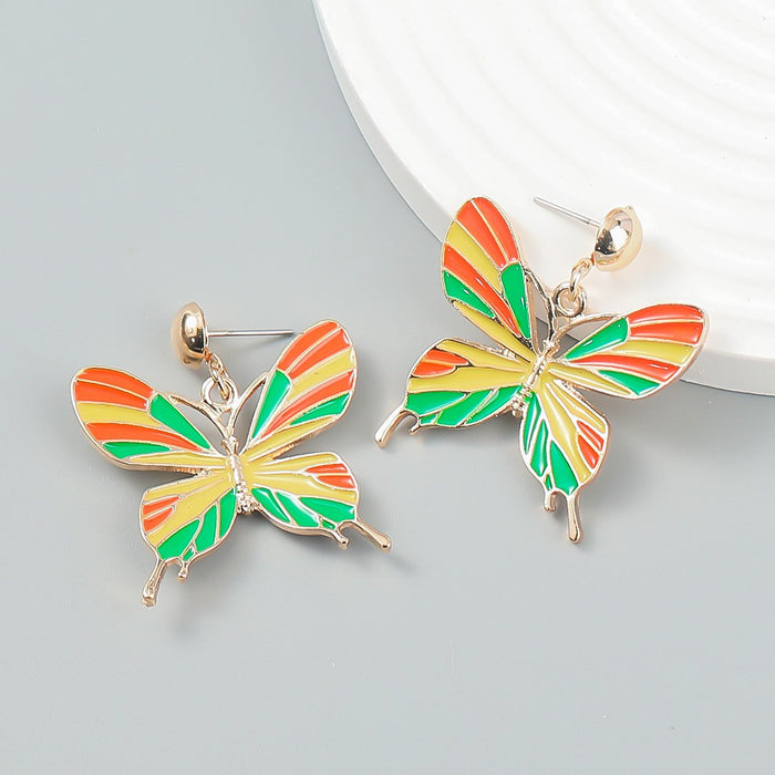 New Bohemian Style Butterfly Oil Dropping Earrings