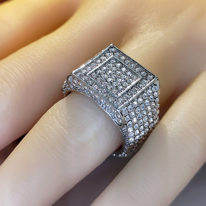 Fashion Square Rhinestone Inlaid Ring