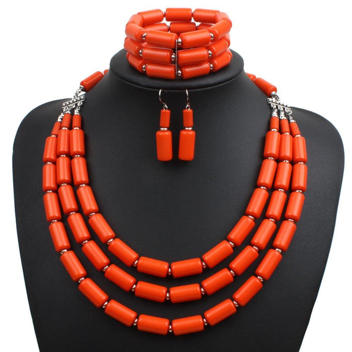 Women's Jewelry BEADED Three Piece Multi-layer Necklace Set