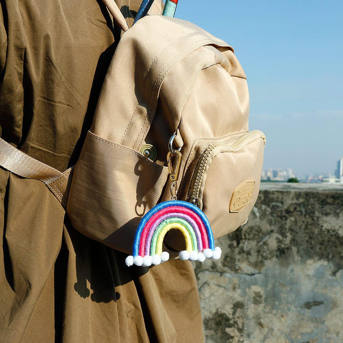 Hand Braided Keychain Rainbow Pendant