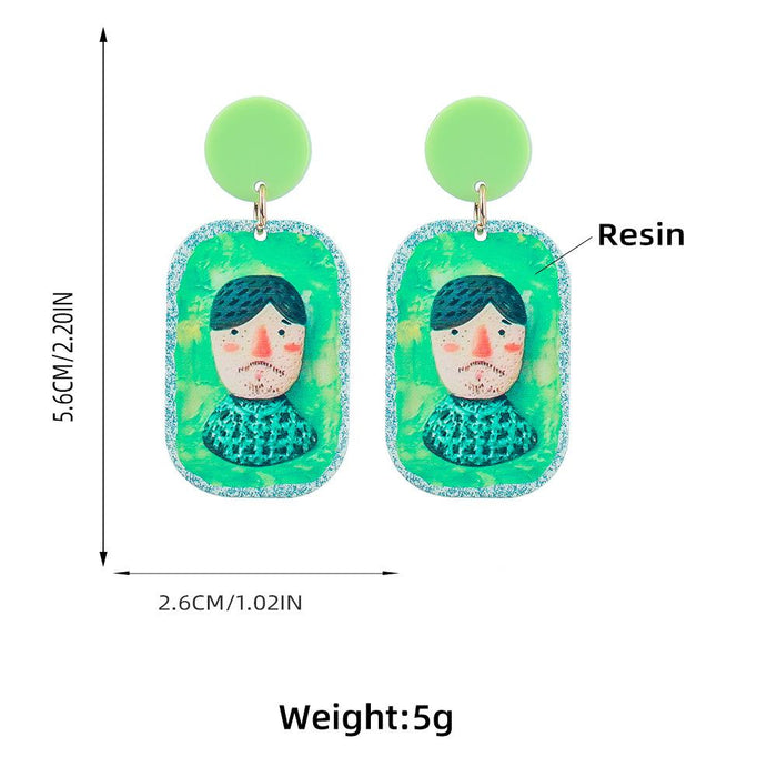 Cartoon Funny Embossed Doll Earrings