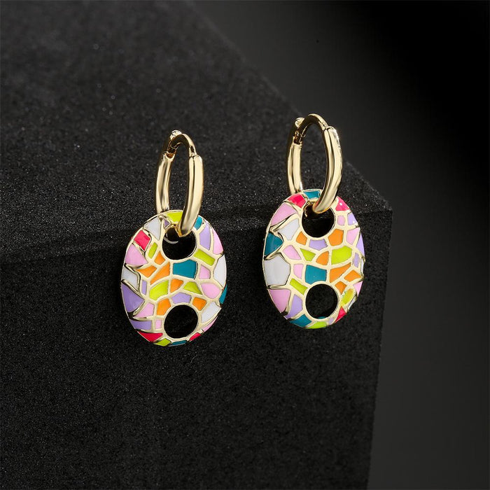 New Personalized Color Oil Dripping Geometric Earrings