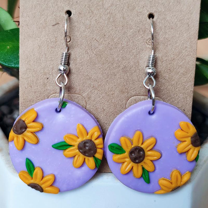 Holiday Wind Sunflower Sunflower Soft Pottery Earrings Ear Hook