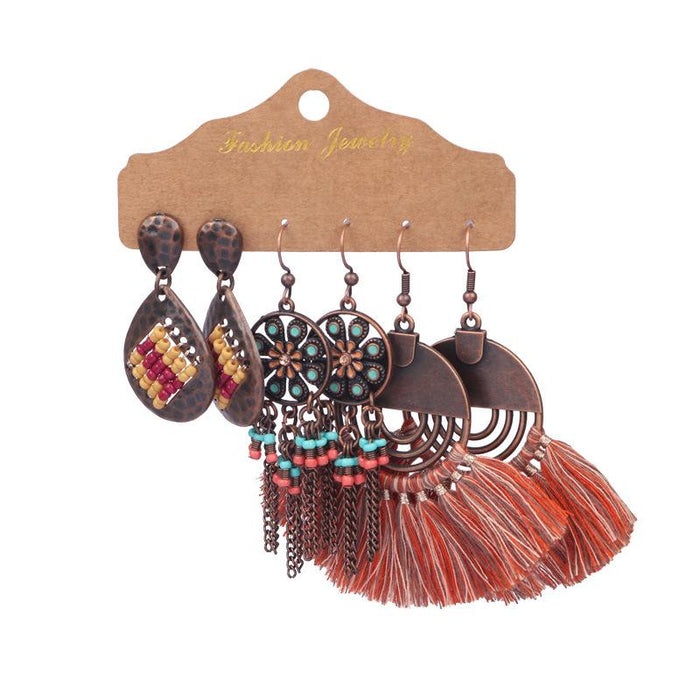 Geometric Bohemian National Style Fashion Big Circle Tassel Earrings