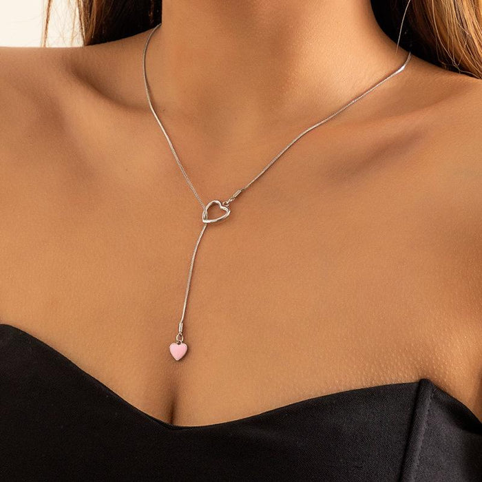 Simple Adjustable Pull Love Pendant Clavicle Chain