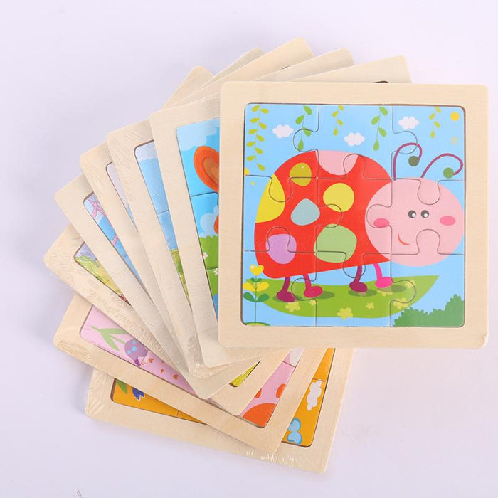 Wooden Children Cartoon Early Education Puzzle Toy