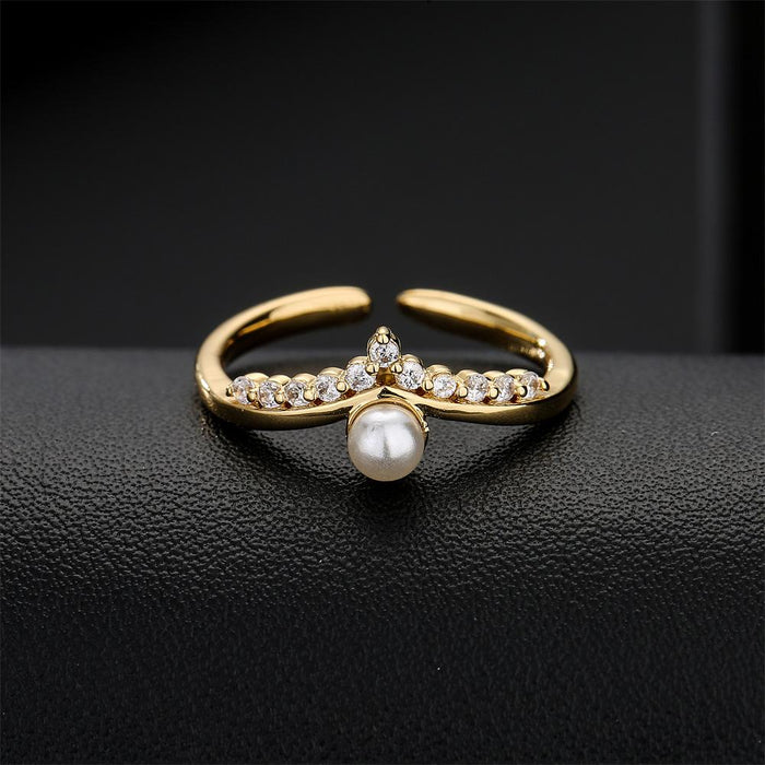 New Fashion Zircon Gold Color Geometric Open Ring