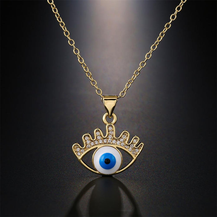 Women's Jewelry Dripping Oil Magic Eye Pendant Gold Color Necklace