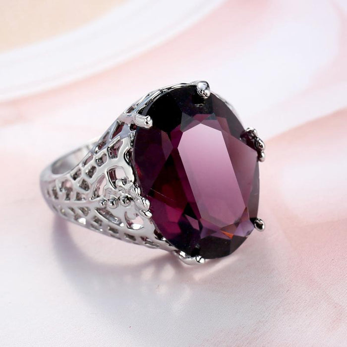 New Openwork Purple Zircon Women's Ring