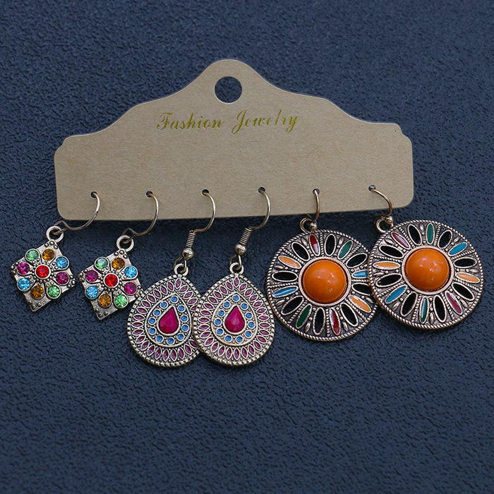 Flower Circle Earring Set female