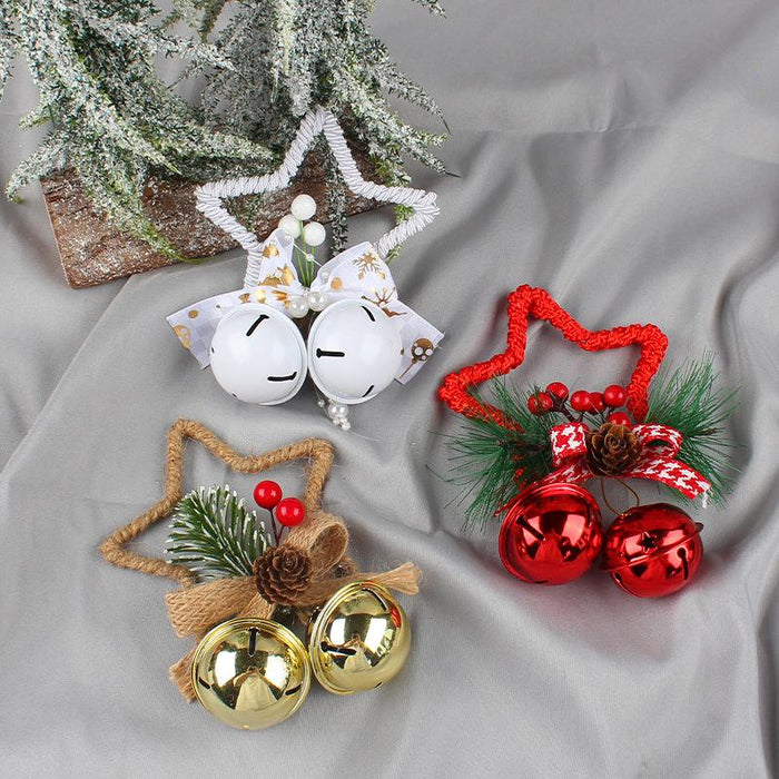 Christmas Five-pointed Star Bell Bow Ornaments Decoration