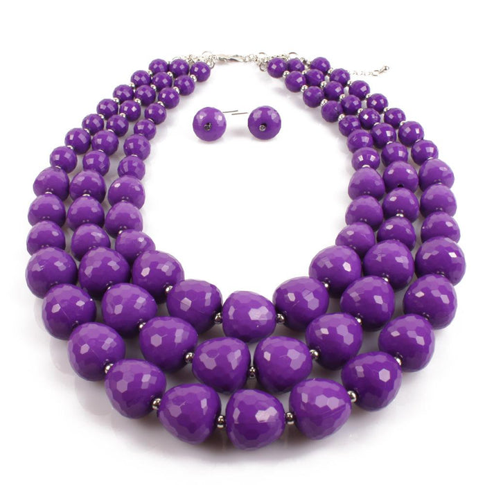 Women's jewelry color Beaded exaggerated Necklace Set