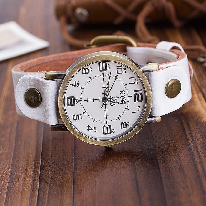 Leather Belt Vintage Neutral Watch Leisure Quartz Women's Wristwatch