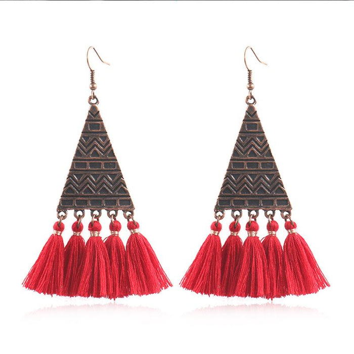 Vintage Tassel Earrings Women's Bohemian Long Pendant Earrings