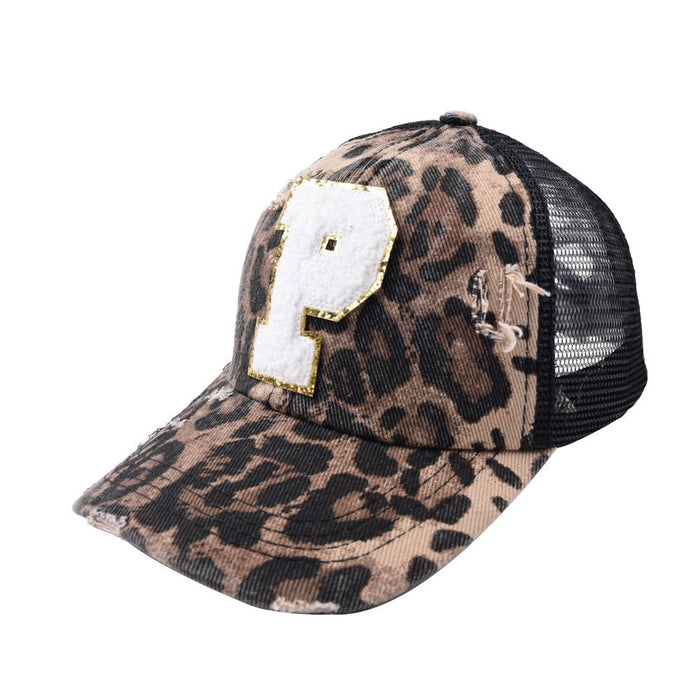 26 Letters Leopard Print Baseball Cap