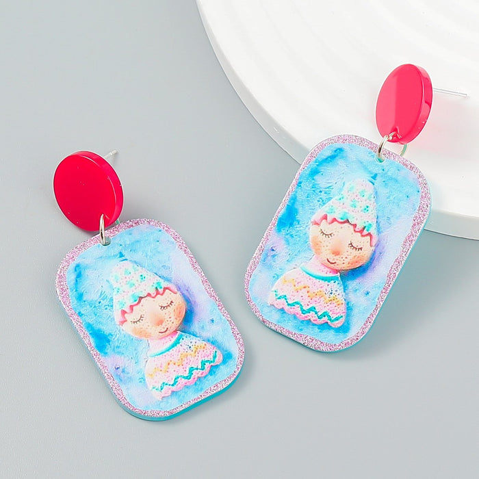 Cartoon Funny Embossed Doll Earrings