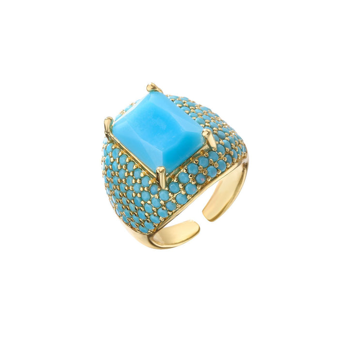 Colourful Square Zircon Inlaid Ring