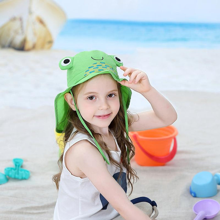 Cartoon Frog Cute Sunscreen Thin Children's Shawl Hat