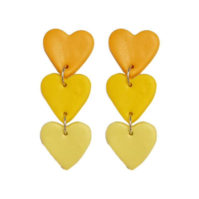 Handmade Heart-shaped Gradient Color Love Soft Ceramic Earrings