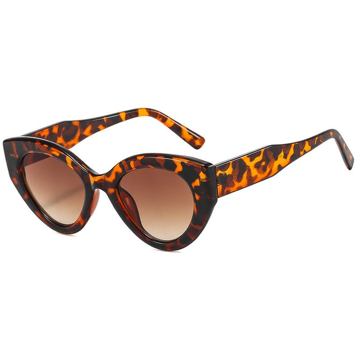 Contrast Cat Eye Sunglasses round frame