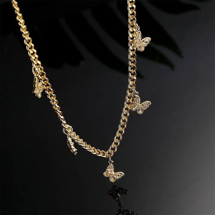 New Fashion Zircon Butterfly Pendant Necklace