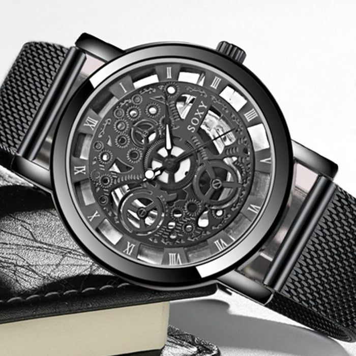 Hollow Steel Watches Men Retro Hombre Quartz Wrist Watch