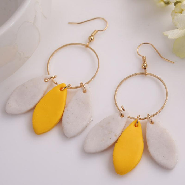 Modern Simple Geometric Imitation Flower Soft Pottery Earrings and Earrings