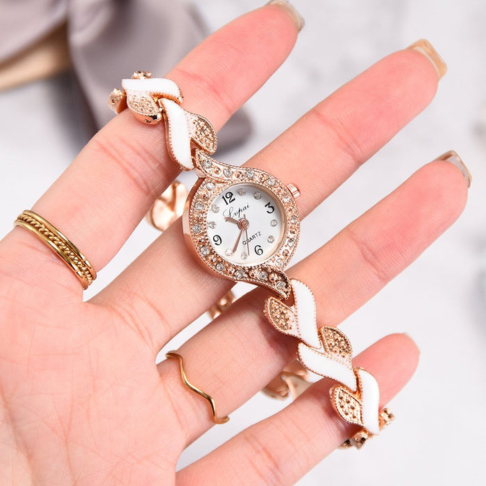 Luxury Vintage Ladies Bracelet Rhinestone Watch Women New Fashion Steel Quartz Clock