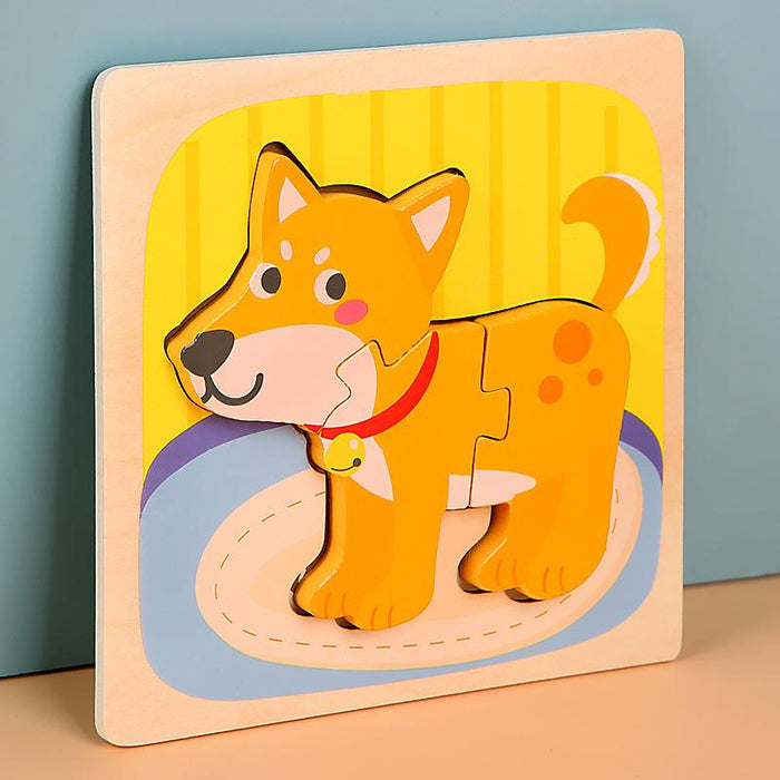 Wooden Children Cartoon Three-dimensional Puzzle Toy