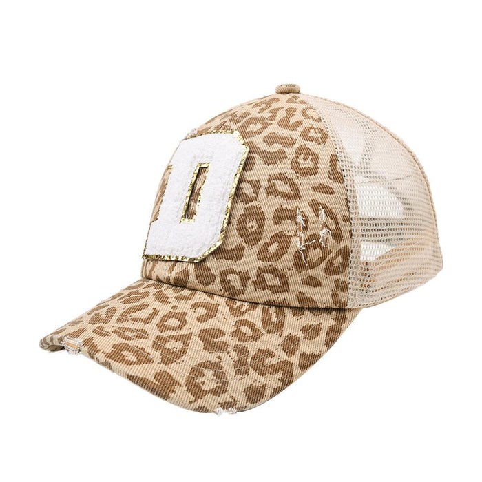 New Leopard 26 Letter Baseball Cap Sports Permeable Mesh Cap