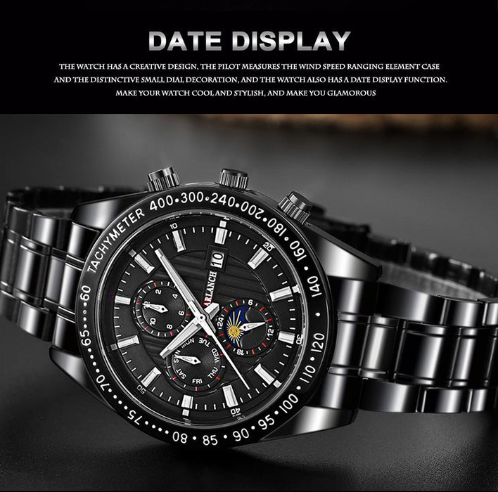 Men's Stainless Steel Sports Leisure Calendar Quartz