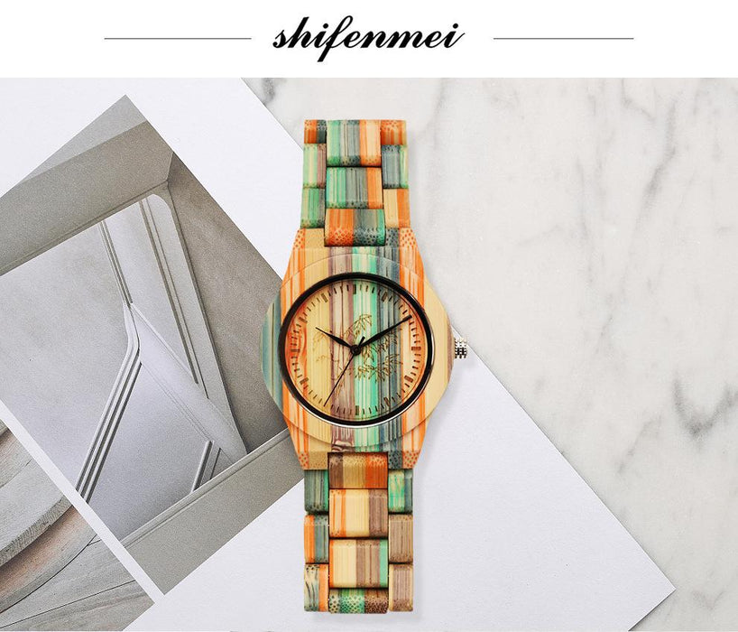 Bamboo Watch Leisure Color Bamboo Quartz Watch