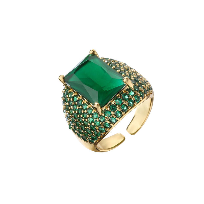 Colourful Square Zircon Inlaid Ring