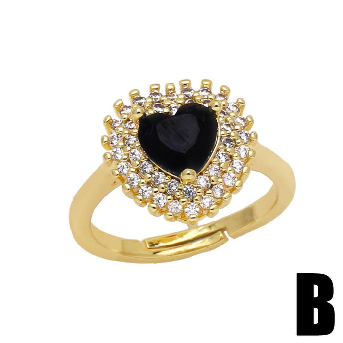 Light Luxury, High-quality, Full Diamond Zircon Heart-shaped Ring