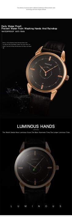 YAZOLE Luxury Men's Watch Brand Waterproof Watches Leather Strap Wrist Clock