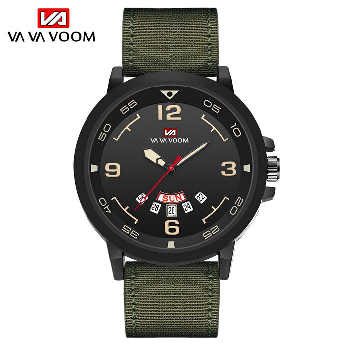 Fashion Men's Dual Calendar Week Waterproof Sports Belt Watch