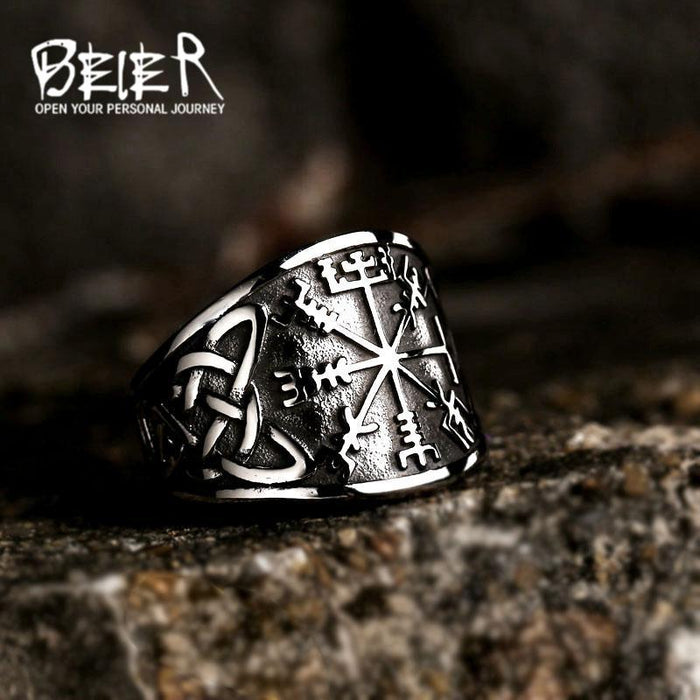 New Vintage Viking Rune Stainless Steel Ring Men's Trend Titanium Steel Ring Jewelry