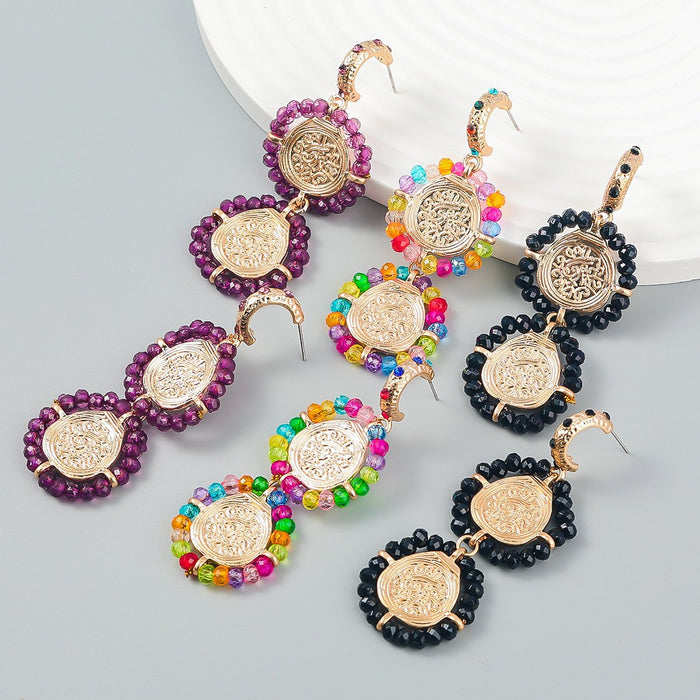 Multi Layer Woven Bohemian Women's Round Earrings