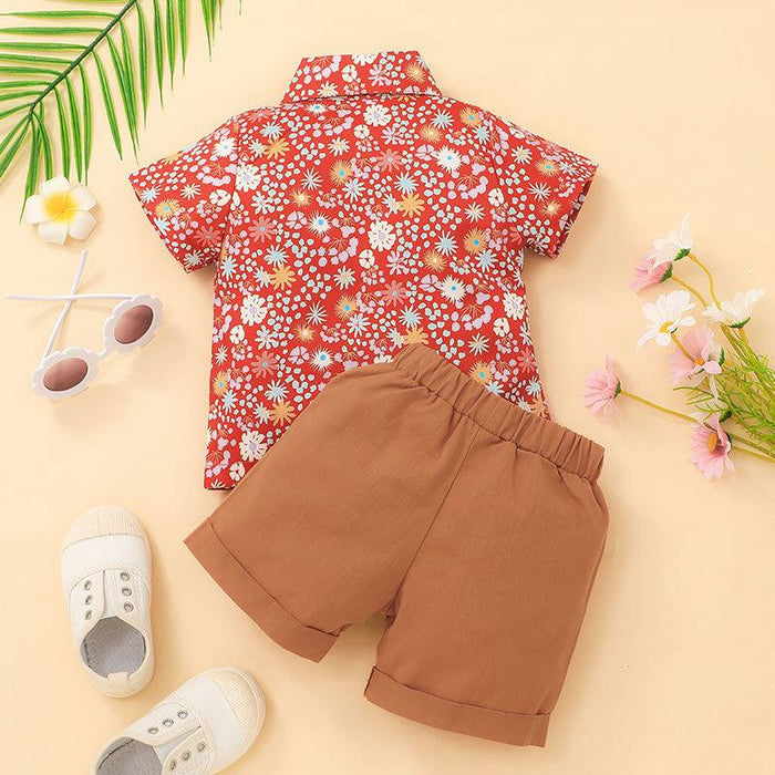 Children's Floral Retro Shirt Short Set