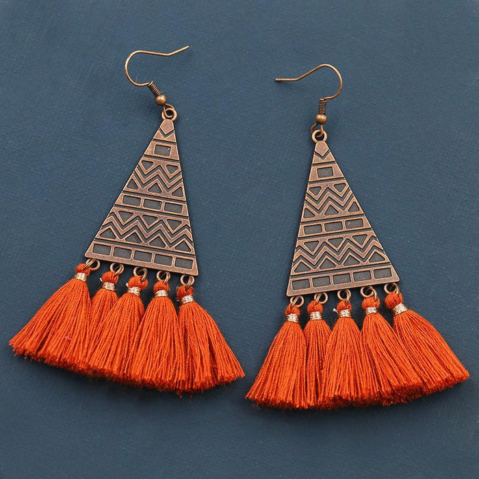 Vintage Tassel Earrings Women's Bohemian Long Pendant Earrings