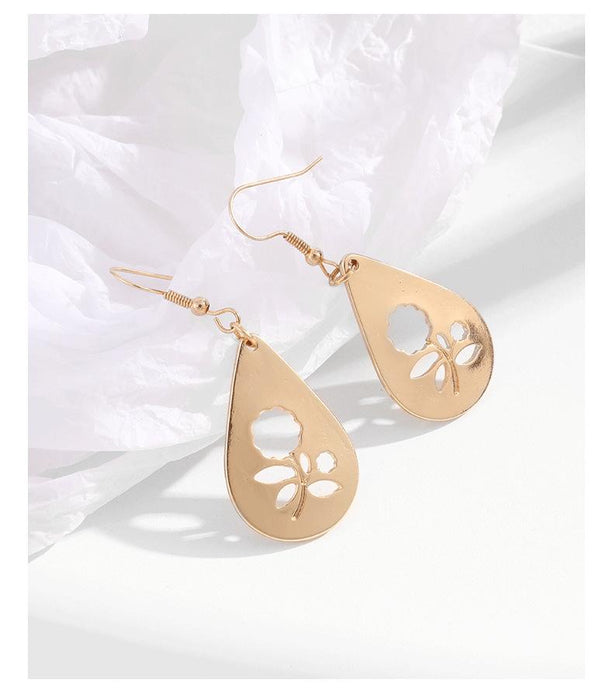 New Geometric Flower Hollow Temperament Earrings