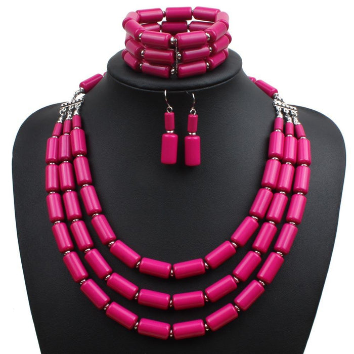 Women's Jewelry BEADED Three Piece Multi-layer Necklace Set