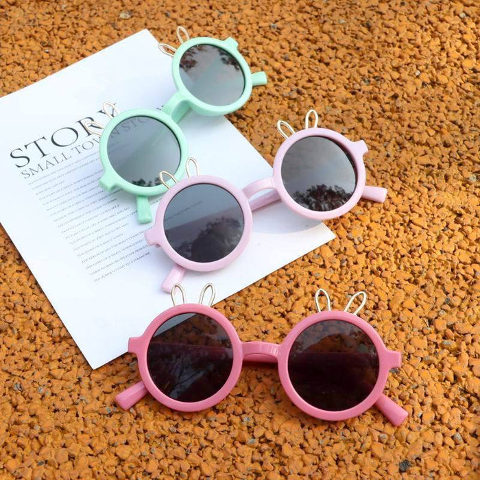 Children's Sunglasses lovely round frame rabbit ear glasses